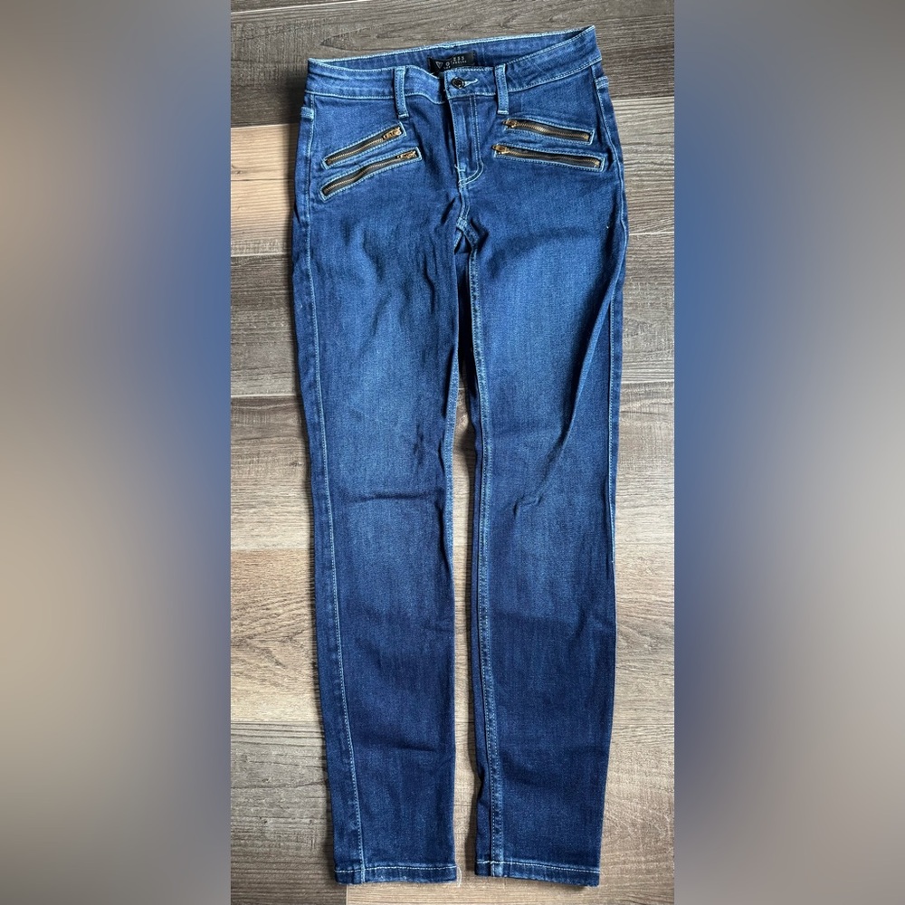 Guess Dark Blue Women's Jeans with Zipper Accents